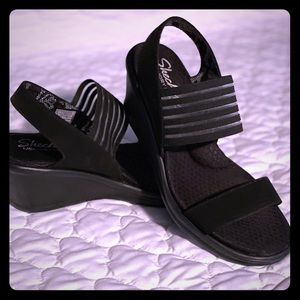Black Wedge Sandals